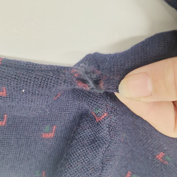 Vintage Tricots St Raphael Sweater Mens XS/Small Navy Knit 100% Pure New Wool - Picture 7 of 9